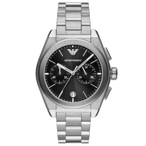 Emporio Armani Men’s Quartz Silver Stainless Steel Black Dial 43mm Watch AR11560 (Shelf Leftover)