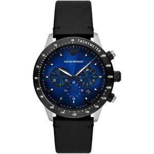 Emporio Armani Men’s Quartz Black Leather Strap Blue Dial 43mm Watch AR11522 (Shelf Leftover)