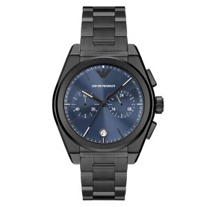 Emporio Armani Men’s Quartz Black Stainless Steel Blue Dial 43mm Watch AR11561 (Shelf Leftover)
