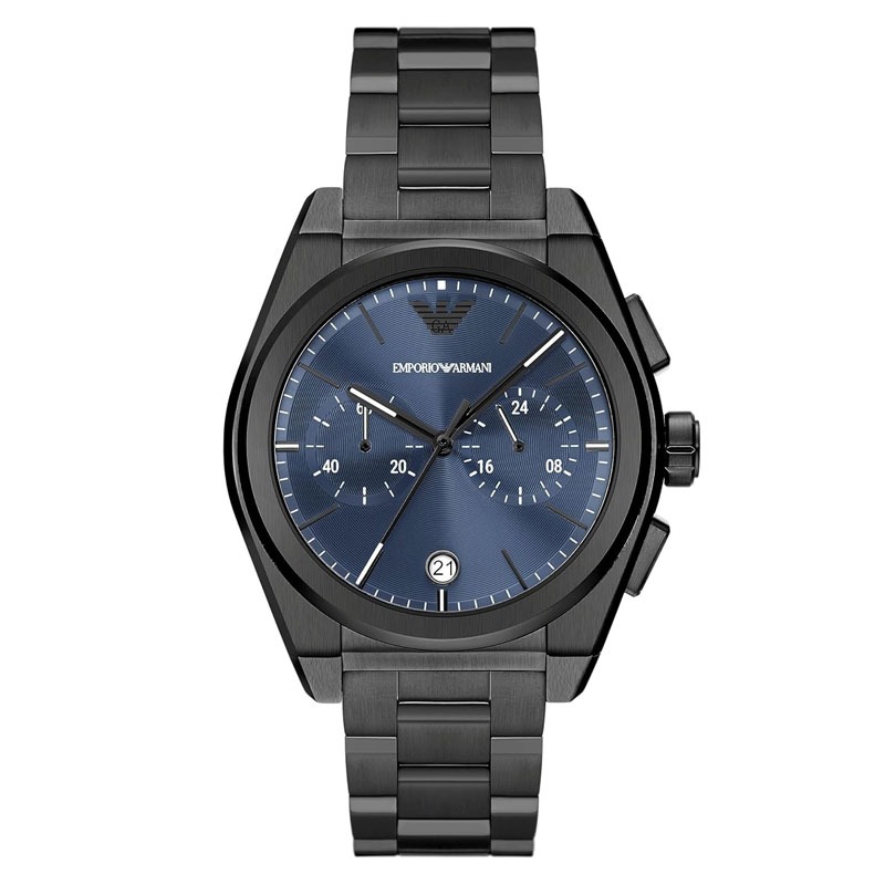 Emporio Armani Men’s Quartz Black Stainless Steel Blue Dial 43mm Watch AR11561 (Shelf Leftover)