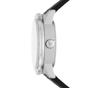 Alternative view of Emporio Armani Men’s Automatic Black Leather Strap Black Dial 43mm Watch AR60051 (Shelf Leftover)
