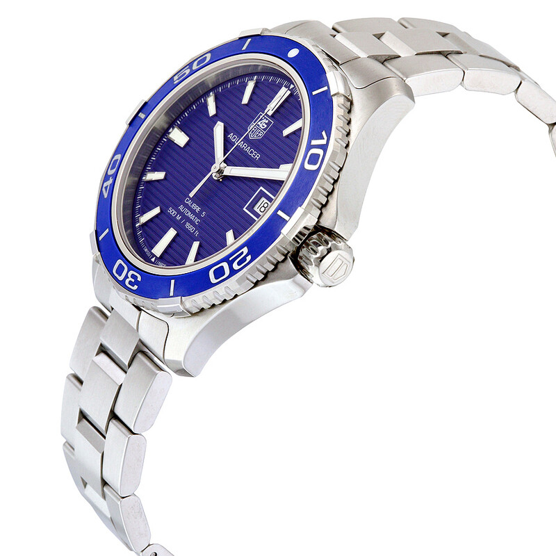 Tag Heuer Aquaracer Men’s Automatic Swiss Made Silver Stainless Steel Blue Dial 41mm Watch WAK2111.BA0830 - Image 2