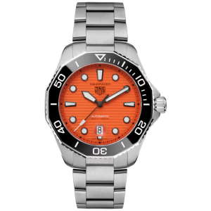 Tag Heuer Aquaracer Men’s Automatic Swiss Made Silver Stainless Steel Orange Dial 43mm Watch WBP201F.BA0632