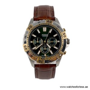 Fossil Men’s Chronograph Quartz Brown Leather Strap Green Dial 44mm Watch FS5622/2 (Shelf Leftover)