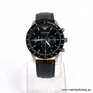 Emporio Armani Men’s Chronograph Quartz Black Leather Strap Black Dial 43mm Watch AR11243 (Shelf Leftover)