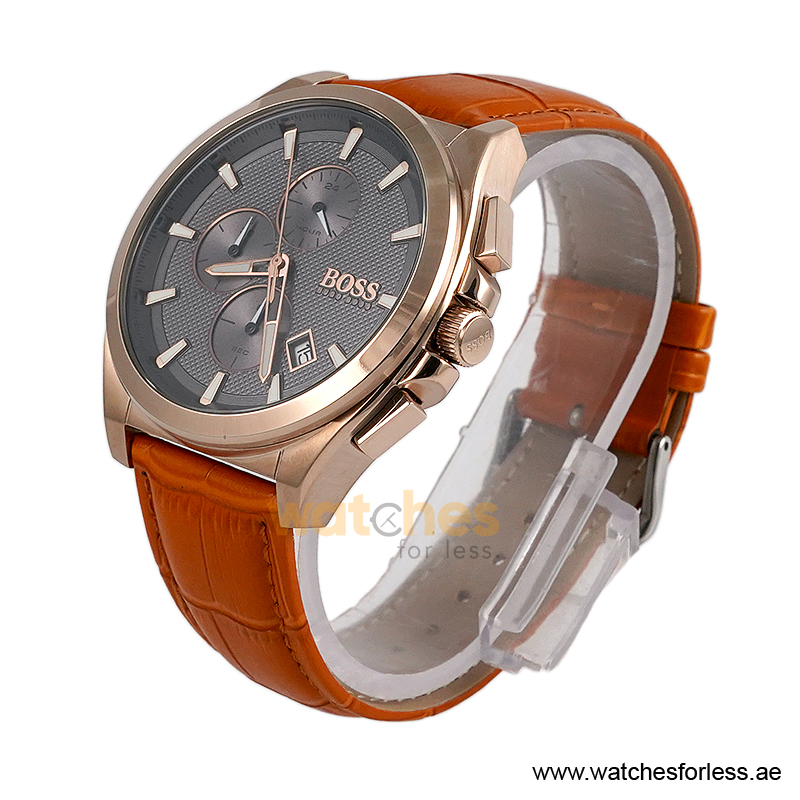 Hugo Boss Men’s Quartz Camel Brown Leather Strap Grey Dial 46mm Watch 1513882 (Shelf Leftover) - Image 2
