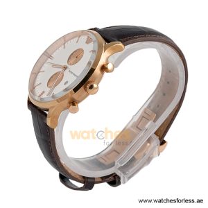 Alternative view of Emporio Armani Men’s Quartz Brown Leather Strap White Dial 43mm Watch AR0398/1 (Shelf Leftover)
