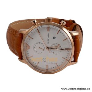 Emporio Armani Men’s Quartz Camel Brown Leather Strap White Dial 43mm Watch AR1936 (Shelf Leftover) - Image 3