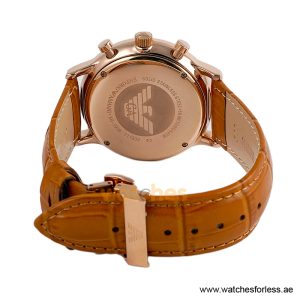 Emporio Armani Men’s Quartz Camel Brown Leather Strap White Dial 43mm Watch AR1936 (Shelf Leftover) - Image 4