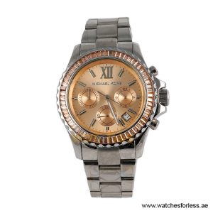 Michael Kors Women’s Quartz Silver Stainless Steel Rose Gold Dial 45mm Watch MK5870 (Shelf Leftover)