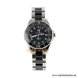 Tag Heuer Aquaracer Women’s Quartz Swiss Made Two-Tone Stainless Steel Black Dial 35mm Watch WAY131C.BA0913 (Shelf Leftover)