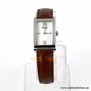Hugo Boss Women’s Quartz Brown Leather Strap Mother Of Pearl Dial 21mm Watch 1502178/2 (Shelf Leftover)