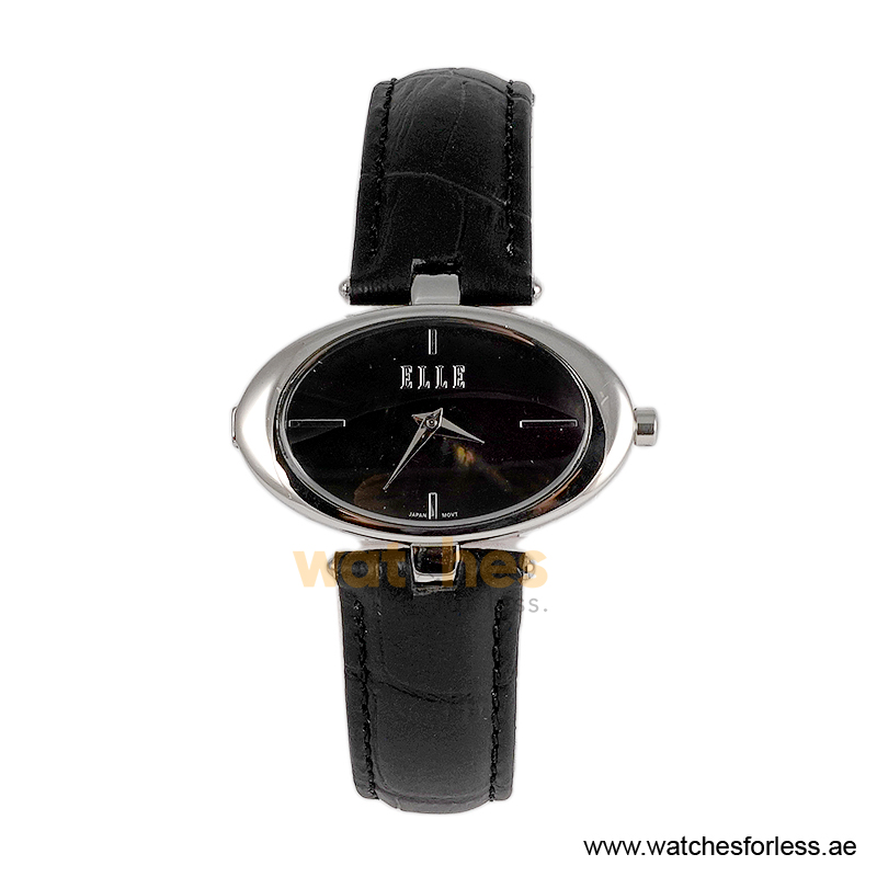 Elle Women’s Quartz Black Leather Strap Black Dial 40mm Watch EL20024S04C/2 (Shelf Leftover)