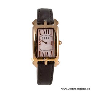 Elle Women’s Quartz Dark Brown Leather Strap Pink Mother Of Pearl Dial 23mm Watch EL20051S03N (Shelf Leftover)