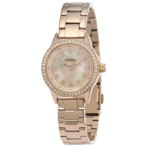 Fossil Women’s Quartz Rose Gold Stainless Steel Mother of Pearl Dial 25mm Watch BQ1100