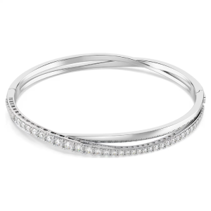 Alternative view of Swarovski Twist Rows Bangle, White, Rhodium Plated 5565210