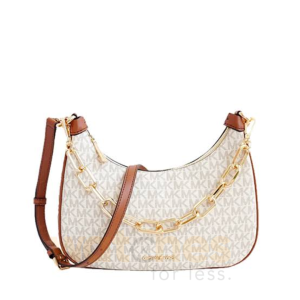 Michael Kors Cora Mini Zip Pouchette / Crossbody – Vanilla / Light Cream Signature Logo-35R3G4CC1B