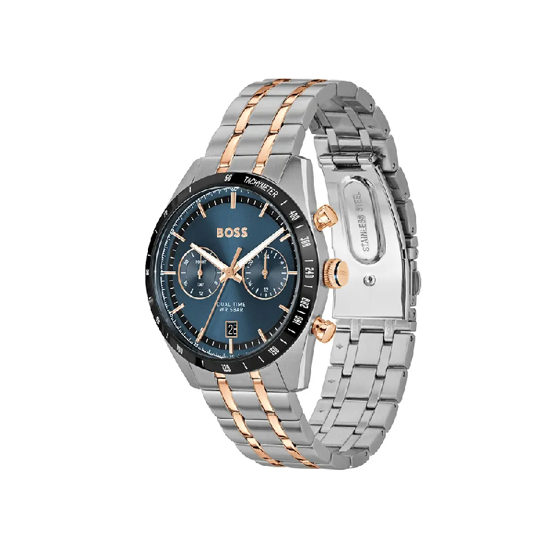 Hugo Boss Men’s Tourmaster Quartz Blue Dial Two-Tone Stainless Steel 41mm Watch 1514288 - Image 3