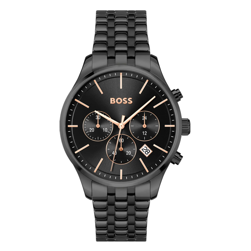 BOSS Men’s Avery Quartz Chronograph Black Dial Black Stainless Steel 42mm Watch 1514256