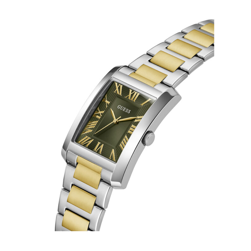 GUESS Men’s Clyde Quartz Green Roman Numeral Dial Two-Tone Stainless Steel 34mm Watch GW0896G3 - Image 2