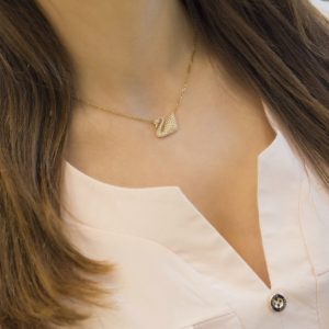 Alternative view of Swarovski Swan Necklace Gold-Plated Clear Crystal Pave 5215038/1
