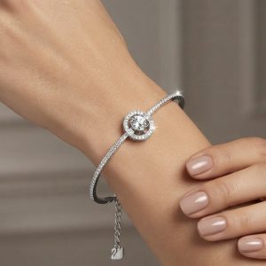Swarovski Women’s Sparkling Dance Bangle Round Cut White Rhodium Plated 5497478/1 - Image 4