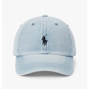 Ralph Lauren Polo Classic Unisex Light Blue Denim Baseball Cap with Black Embroidered Logo 98203/4