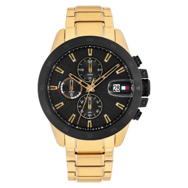 Tommy Hilfiger Men’s Quartz Gold Stainless Steel Black Dial 43mm Watch 1792199