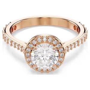 Swarovski Una Angelic Crystal Cocktail Ring White & Rose Gold-Tone Plated 5639404