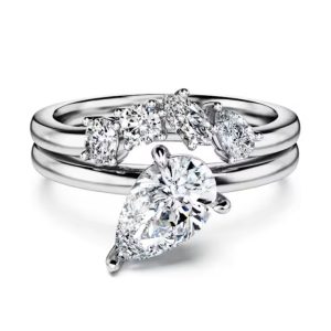 Swarovski Galaxy Diamond Ring Set of 2 White Gold with Pear & Mixed Cuts 5688854