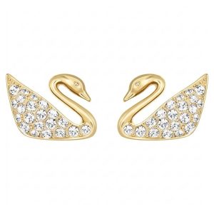 Swarovski Swan Mini Pierced Earrings Gold 5144289-1