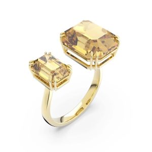 Alternative view of Swarovski Millenia Open Ring Square Cut Crystals Yellow Gold-Tone Plated 5600916