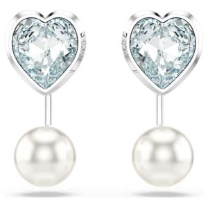 Alternative view of Swarovski Imber Heart Earring Jackets Crystal Pearl Blue Rhodium Plated 5711347