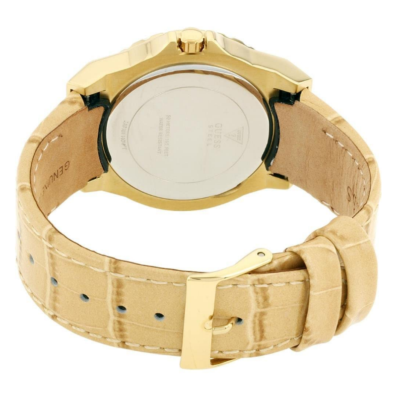 Guess Women’s Quartz Beige Leather Strap Silver Dial 39mm Watch W0775L2 - Image 2